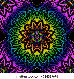 SEAMLESS BACKGROUND with modern design. Floral lace geometric ornament. black, rainbow color. vector. for print, fabric, wallpaper