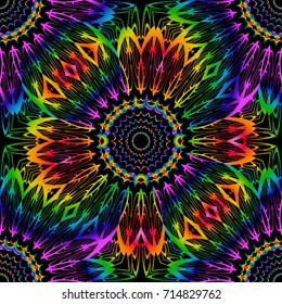 SEAMLESS BACKGROUND with modern design. Floral lace geometric ornament. black, rainbow color. vector. for print, fabric, wallpaper