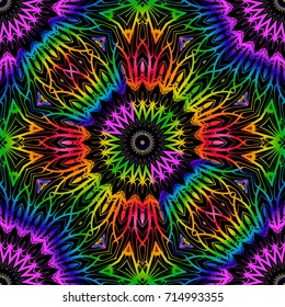 SEAMLESS BACKGROUND with modern design. Floral lace geometric ornament. black, rainbow color. vector. for print, fabric, wallpaper