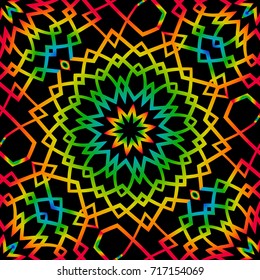 Seamless background with modern design. Floral mandala ornament. black, rainbow color. vector. design element for print, fabric, wallpaper