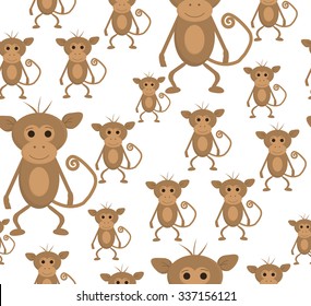 Seamless background with monkeys