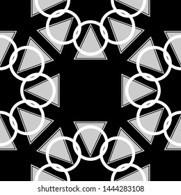Seamless background. Monochromatic decorative geometric shape pattern.