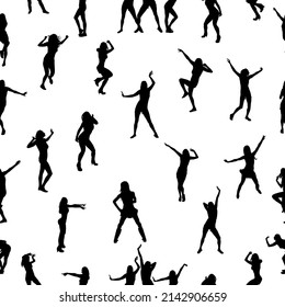 Seamless background monochrome dancing people. Vector illustration