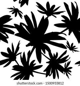 The seamless background is monochrome flowers. Vector illustration