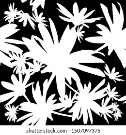 The seamless background is monochrome flowers. Vector illustration