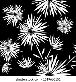 The seamless background is monochrome flowers. Vector illustration