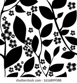 The seamless background is monochrome flowers. Vector