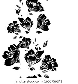 El fondo sin fisuras son flores monocromas. Ilustración del vector