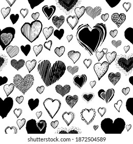 El fondo sin fisuras del corazón monocromo. Ilustración del vector