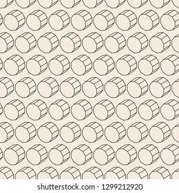 Seamless background with monochrome polyhedrons in 3D style. Geometric pattern. EPS10