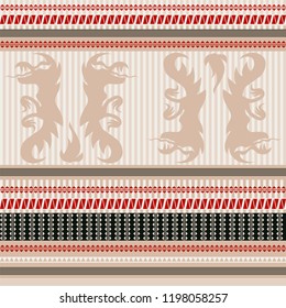 Seamless background with monsters on light