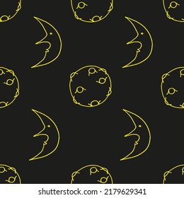 Seamless background with the moon with craters. Space background. Pattern with celestial planets.