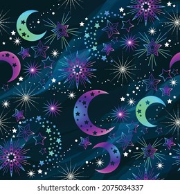 seamless background with moon and star