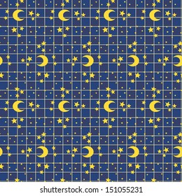 seamless background with moon and stars