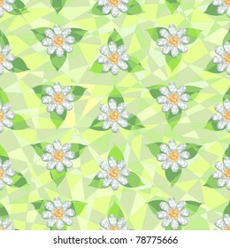 Seamless background a mosaic with chamomiles