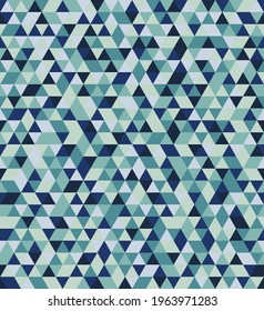 Seamless background, mosaic from triangles in the "surf" color. Vector pattern for backgrounds, cards, wallpapers, fabrics, wrapping paper, etc.
