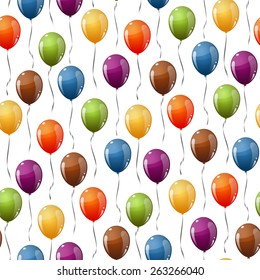 seamless background with multi colored flying balloons