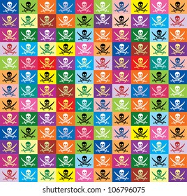 seamless background from multicolor flags jolly Roger