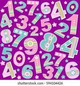 Seamless background with multicolor numbers. Vector Illustration