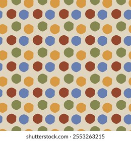 seamless background with multicolor polka dots in vintage vibes