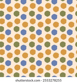 seamless background with multicolor polka dots in vintage scribbles