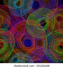 Seamless background multicolored circles handmade. Vector