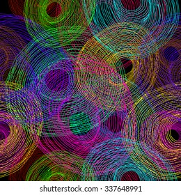 Seamless background multicolored circles handmade. Vector