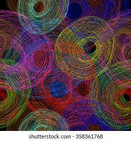 Seamless background multicolored circles handmade. Vector