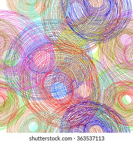 Seamless background multicolored circles handmade. Vector