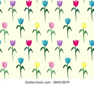 Seamless background with multi-colored flowers