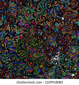 Seamless background from multicolored flowers . Abstract patterns. Vector illustration