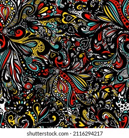 Seamless background from multicolored flowers . Abstract patterns. Vector illustration