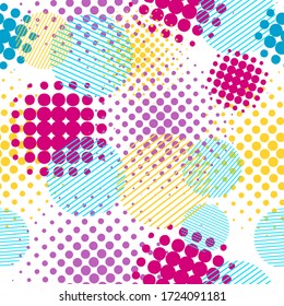 Der nahtlose Hintergrund ist mehrfarbig von der Hälfte.Dots Hintergrund. Vektorgrafik
