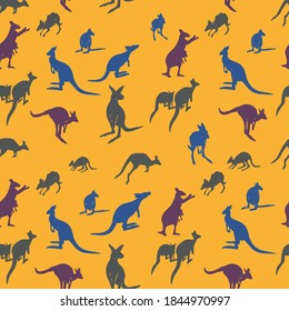 
Seamless background with multi-colored kangaroos. Vector. Textile. Background for the cover. Australia.