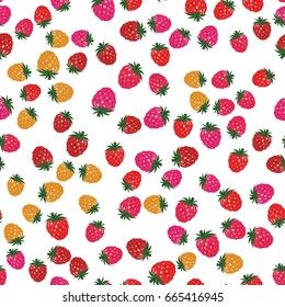 Seamless background with multi-colored raspberries and blackberries. Pattern.