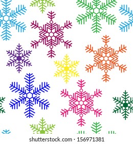 Seamless background with a multi-colored snowflakes