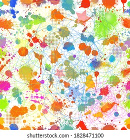 A seamless background of multicolored spots. Paint stains background. Vector illustration