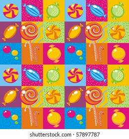 Seamless background with multi-coloured candy