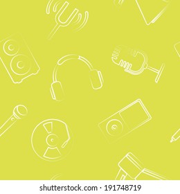 Seamless background with music and audio equipment