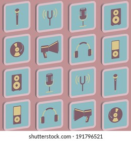 Seamless background with music and audio equipment