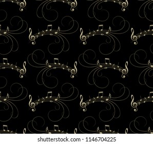 A seamless background with music notes.