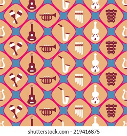 seamless background with musical instruments