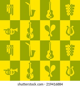 seamless background with musical instruments