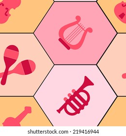 seamless background with musical instruments