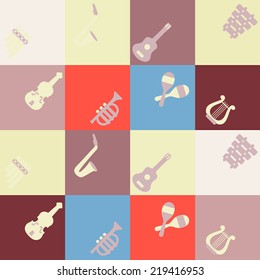 seamless background with musical instruments