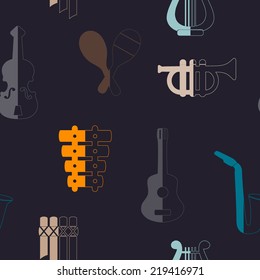 seamless background with musical instruments