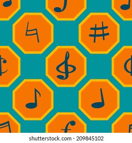 seamless background with musical symbols