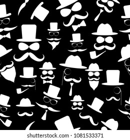 seamless background mustache man hat