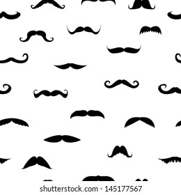 seamless background. mustache on a white. vector