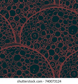 Seamless background with mysterious microorganism. Abstract texture. It can be used as wallpaper, desktop, wrapping, fabric or background for your blog, covers and your design. Dark theme.